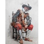 Francesco da Cepparello Pasquali (Italian, 19th century), SEATED FIGURE WITH SWORD, watercolour,