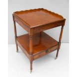 An Edwardian-style bird's eye walnut occasional table / étagère with three-quarter gallery to top