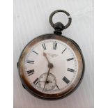 A 0.935 silver-cased key-wind half hunter pocket watch by Kay & Company Worcester with engine turned