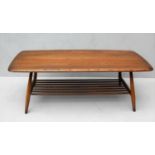 A retro Ercol Windsor elm coffee table, width 36 H x 105 W x 46 D cm