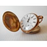 A 14k gold-cased full hunter key-wind pocket watch, the gilt jewelled movement detailed `Courvoisier