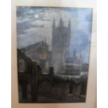 James Cafe, three studies of Canterbury Cathedral in watercolour, gouache and an etching (3)