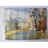 Olivia Spencer-Bower (1905 - 1982), HOLME PARK WITH DEER, watercolour, unframed, signed bottom left,