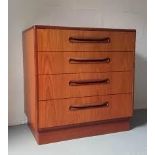 A G-Plan Fresco chest of four long drawers, W72.5cm x D45cm x H76cm