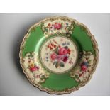 Six green-ground Sopde Copelands dessert plates y528, 24 cm diameter with two matching oval wavy rim