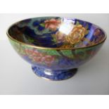 A Newhall Boumier lustre ware bowl with a Chinese bridge /pagoda and gilt floral decoration,