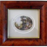 Unsigned, CLASSICAL GROUP STUDY IN COUNTRYSIDE, oval miniature oil, framed, 5 x 6.5cm