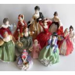 An assortment of eleven Royal Doulton figurines of ladies: Sara HN 2265, Katrina 2327, Julia 2705,