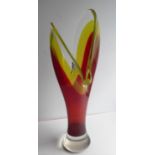 A Murano Sommerso 1960s triple-colour freeform vase, 51 cm H, without damage or repair