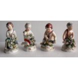Four 18th century smaller Ludwigsburg figurines of children with flowers, each 8.5 cm H all