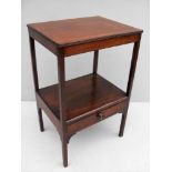 A Regency mahogany occasional table, undertier with drawer and brass knob on square tapering legs,