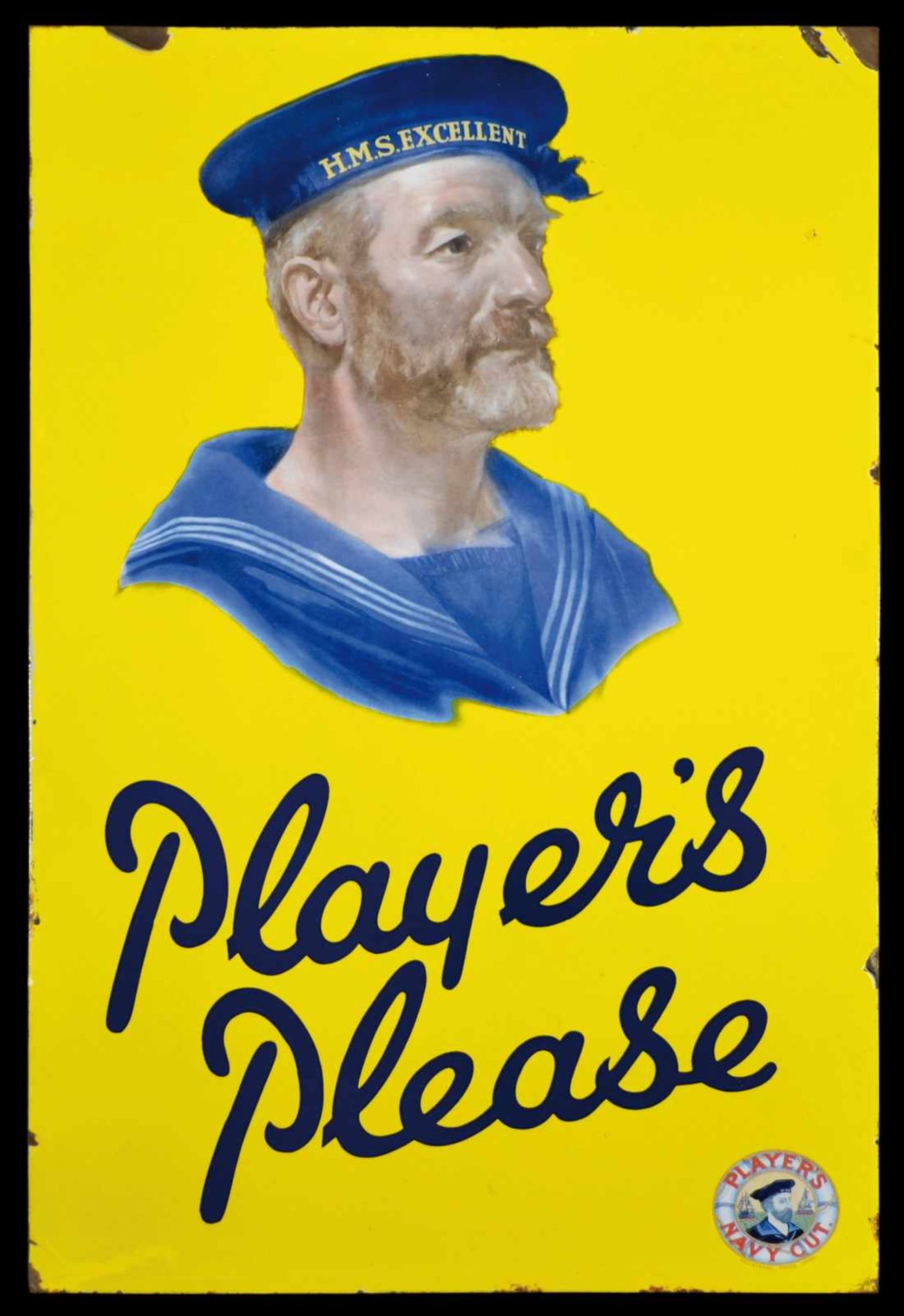 PLAYERs NAVY CUT (2+) Emailschild, flach, schabloniert und fein lithographiert, England um 1925, 57