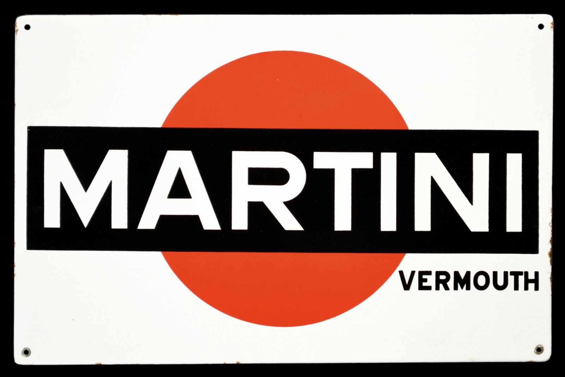 MARTINI VERMOUTH (1) Emailschild, abgekantet, schabloniert, Italien 4/1952, 57 x 37 cm, Moneta