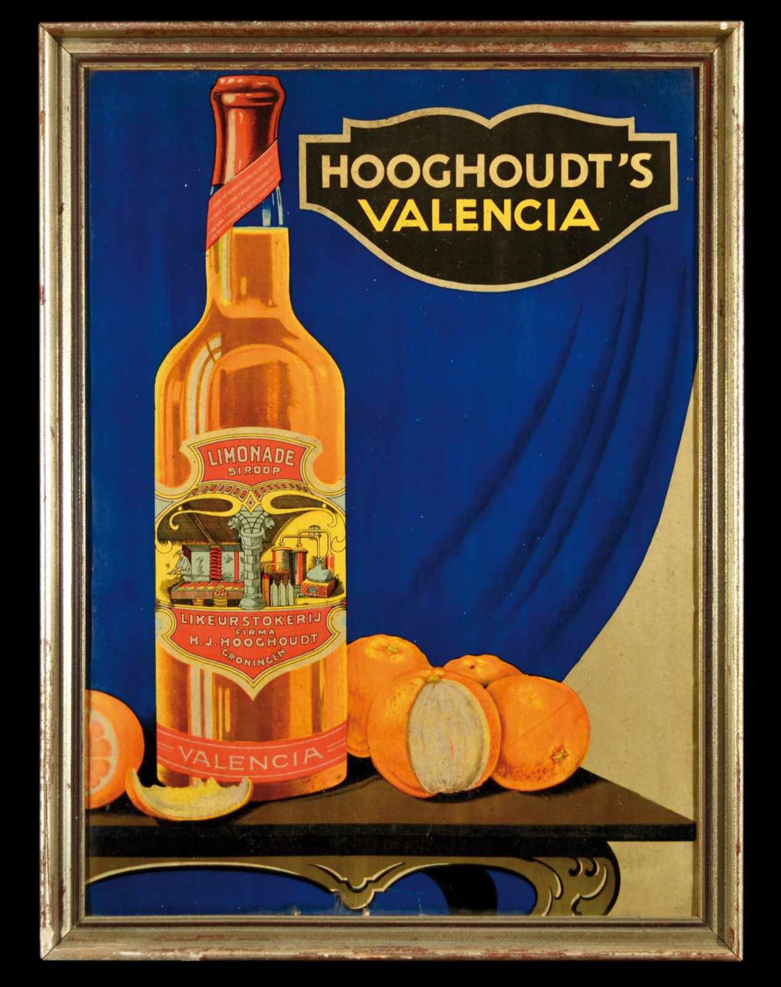 HOOGHOUDT'S VALENCIA (1-2) Papplithographie im Holzrahmen, Groningen/Niederlande um 1930, 51 x 68 cm