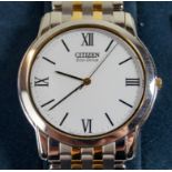 Citizen: A Gents bi-coloured metal quartz bracelet wrist watch,