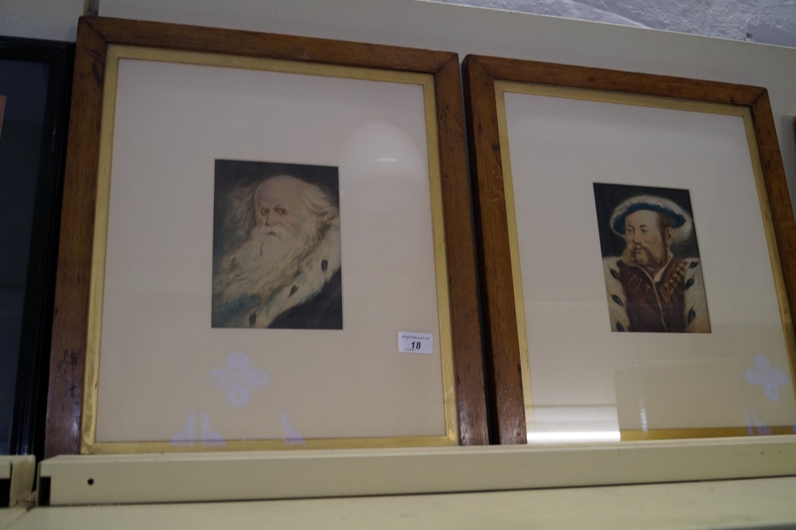 Two watercolours possibly E. G Court, the first example depicting Henry VIII.