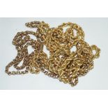 A 9ct gold rolo-link chain, together with, a 9ct gold twist chain and bracelet, a.f.