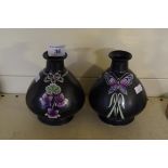 Two Shelley Art Deco style vases, decorated with butterflies and flowers.