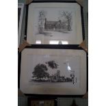 Two Marc Grimshaw pencil signed prints of Bowdon Church and possibly depicting Arley House,