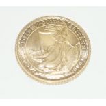 A Queen Elizabeth II gold Britannia ten pounds dated 1989 Weight approx one tenth of an ounce of