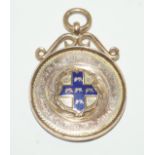 A 9ct gold and enamel cricketing prize medal, dated 1923 Awarded to D. T.