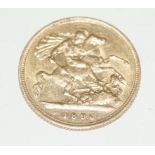 A Queen Victoria gold half sovereign London mint dated 1896