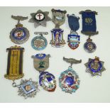 A collection of ten good quality silver and enamel Masonic badges,