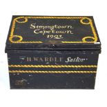 A black painted Royal Navy sailor's storage box,