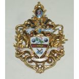 A 9ct gold enamel and white stone set Mayoress' badge Awarded to Mrs Margaret Barnes by Morley Town