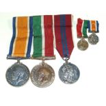 A WWI medal group awarded to Fredrick W Johnston Comprising British War medal,