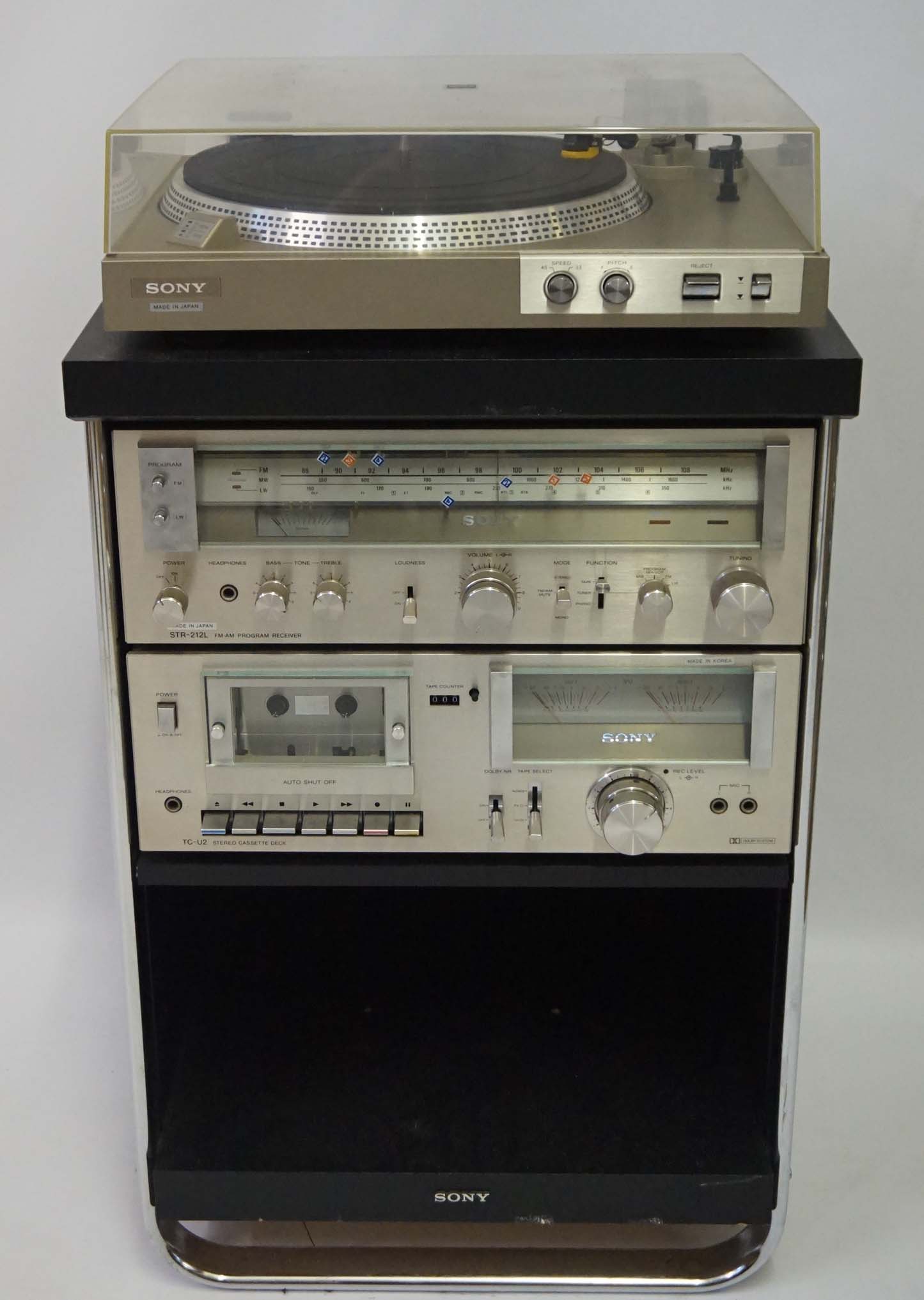 A Sony Stereo System Comprising of a Sony STR-212L FM-AM program receiver manufactured 1980,