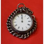 A silver pocket watch and chain,