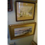 A watercolour depicting a lakeland landscape scene together with a watercolour signed P Derwin