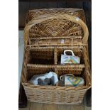 A vintage wicker picnic set.