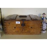 A vintage pine kitchenalia egg storage box 'Ventilator Patent by Dairy Supply Co Ltd London'