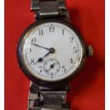 An early 20th century silver manual wind wristwatch,