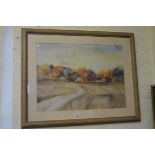 Five various pictures and prints to include a Hennckell oil on canvas depicting sailing vessels in