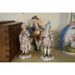 Three continental figurines to include plaque one Havel example etc.