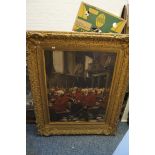 A large and impressive oil on canvas depicting 'The Chelsea Pensioners', inset in ornate gilt frame.