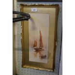 P. Derwin watercolour depicting sailing vessels, also an engraving depicting Christ.