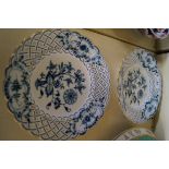 A pair of late 19th/early 20th Century Meissen blue and white cabinet plates.