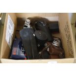 A mixed lot assorted cameras and equipment to include Olympus, Ricco, Olympus lenses etc.