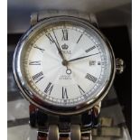 A gents Royal of London stainless steel wristwatch complete with box and certificate