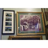 A framed montage of four oils depicting landscape scenes,