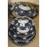 A Wedgwood & Co Victorian blue and white part table service.