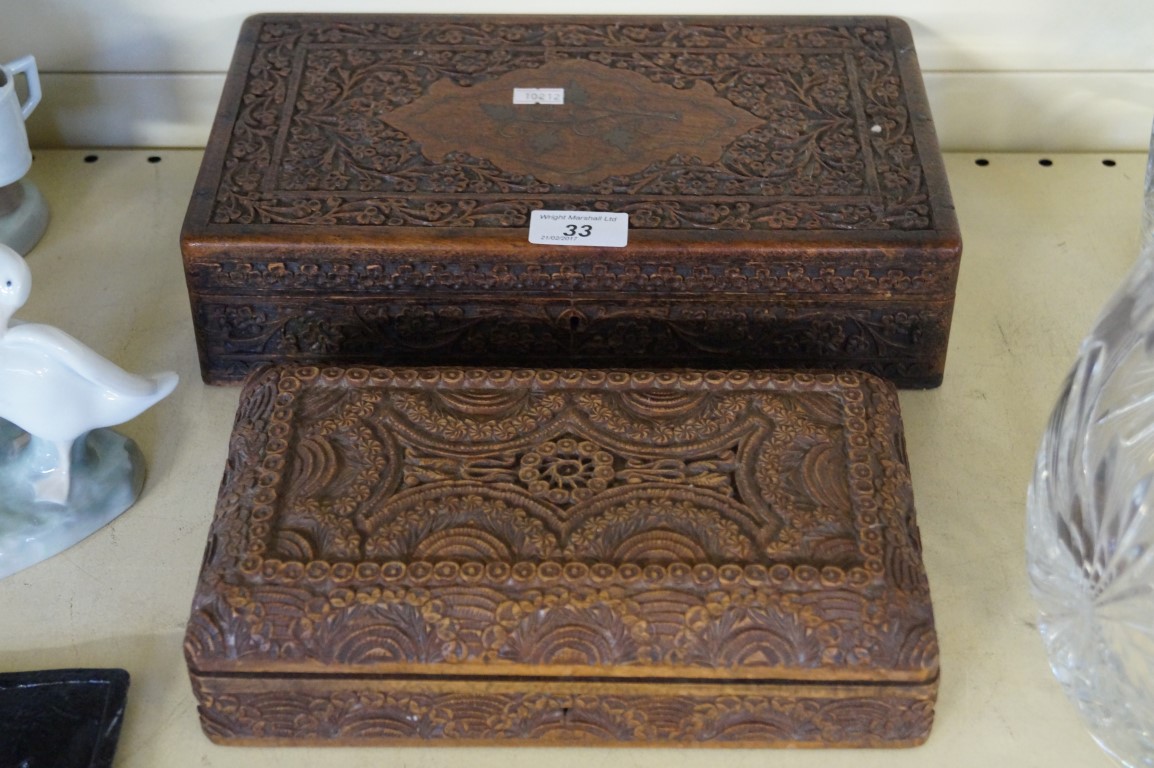 Two good quality carved hardwood Anglo Indian storage boxes.