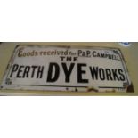 An advertising enamel sign for the dye Perth Works.