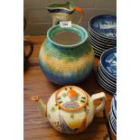 A collection of Art Deco ceramics to include a Myott & Son jug having floral decoration,