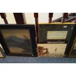 Four assorted pictures to include an oil on panel signed Pannaod,