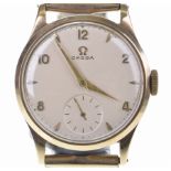 Omega: A 9ct gold manual wind presentation wristwatch The white dial with applied gold Arabic
